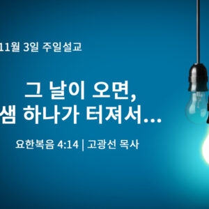 11월 3일 그날이 오면, 샘 하나가 터져서…(요 4:14)