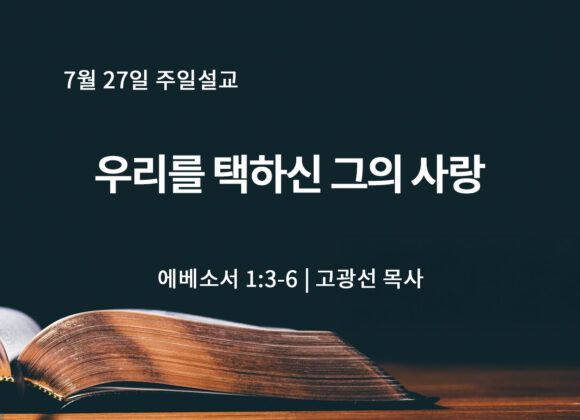 7월 27일 우리를 택하신 그의 사랑 (엡 1:3-6) 7월 27일 우리를 택하신 그의 사랑 (엡 1:3-6)