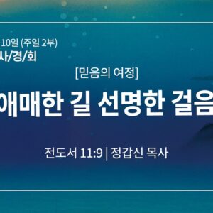 8월 10일 말씀사경회 애매한 길 선명한 걸음 (전 11:9)