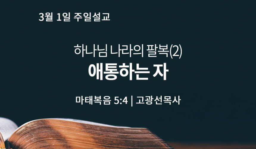 3월 1일 하나님 나라의 팔복 (2) 애통하는 자 (마 5:4)