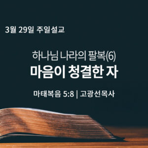 3월 29일 하나님 나라의 팔복(6) 마음이 청결한 자 (마 5:8)