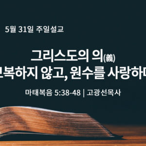 5월 31일 그리스도의 의(義), 보복하지 않고, 원수를 사랑하며 (마 5:38-48)